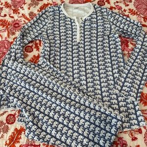 Roller Rabbit Blue Elephant long sleeve Pajama Set